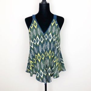 Zoe & Rose Band of Gypsies Blue Yellow Boho Top